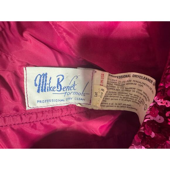 Mike Benet Formals Eighties Magenta Sequin Prom Dress Vintage Size 8 - Picture 4 of 9